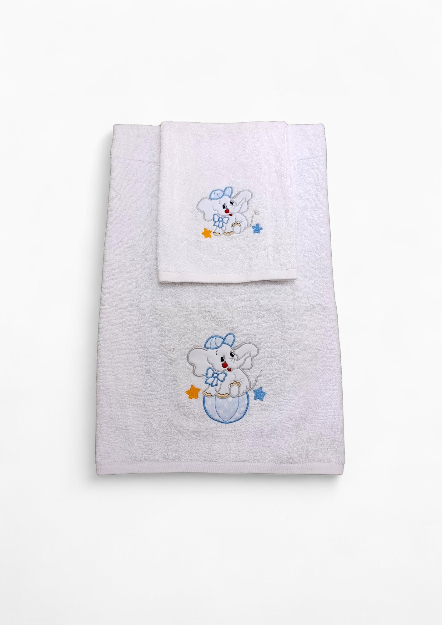 Set asciugamani 100% cotone per neonati, con animaletto ricamato, ideale per il bagnetto del tuo bambino.
