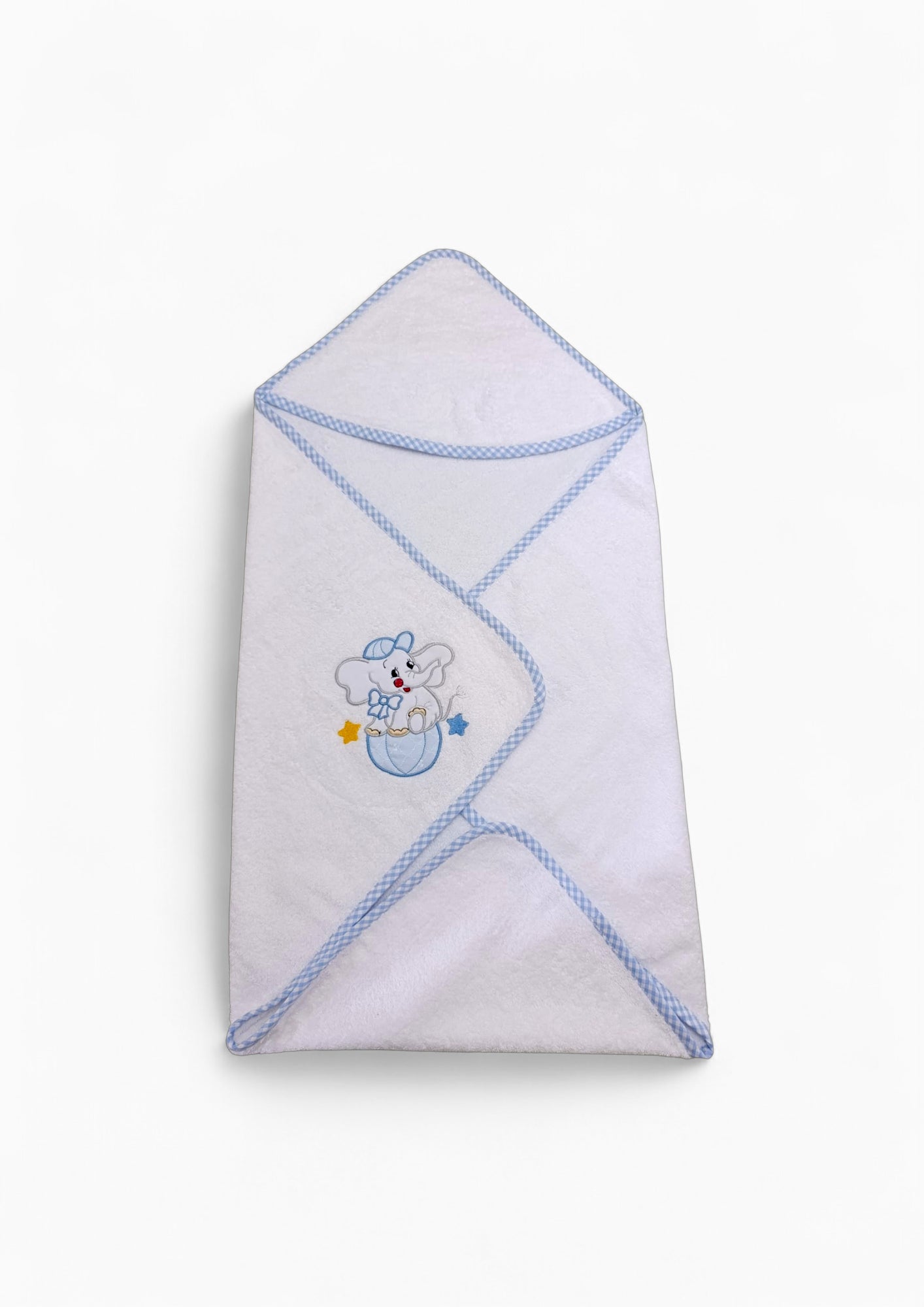 Accappatoio neonato in cotone 70x70 cm, con cappuccio e ricamo. Personalizzabile con nome, ideale per il bagnetto.