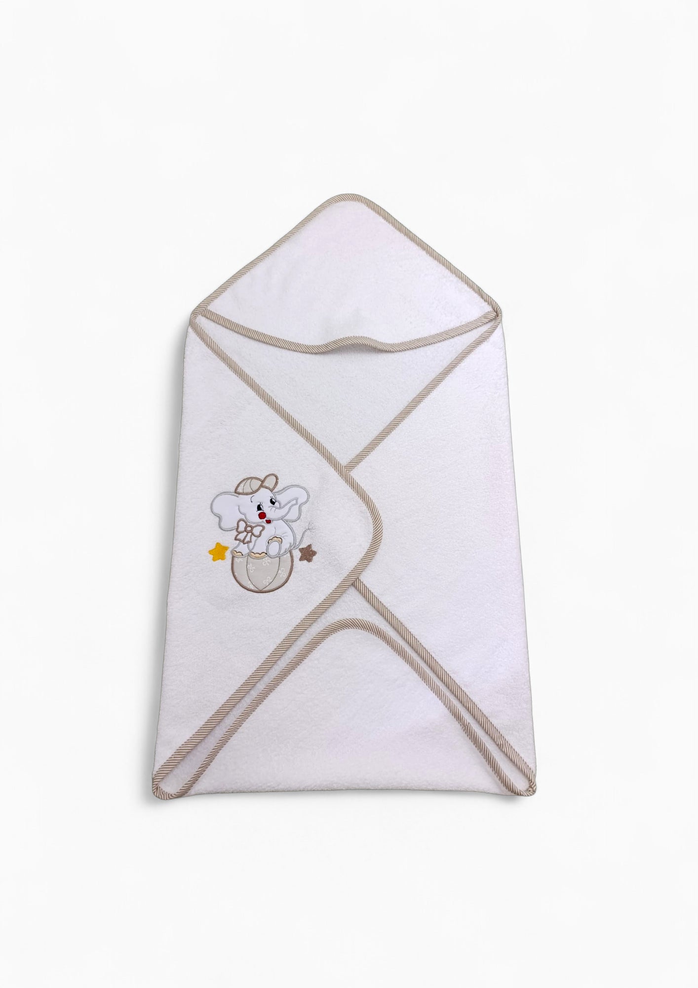 Accappatoio neonato in cotone 70x70 cm, con cappuccio e ricamo. Personalizzabile con nome, ideale per il bagnetto.