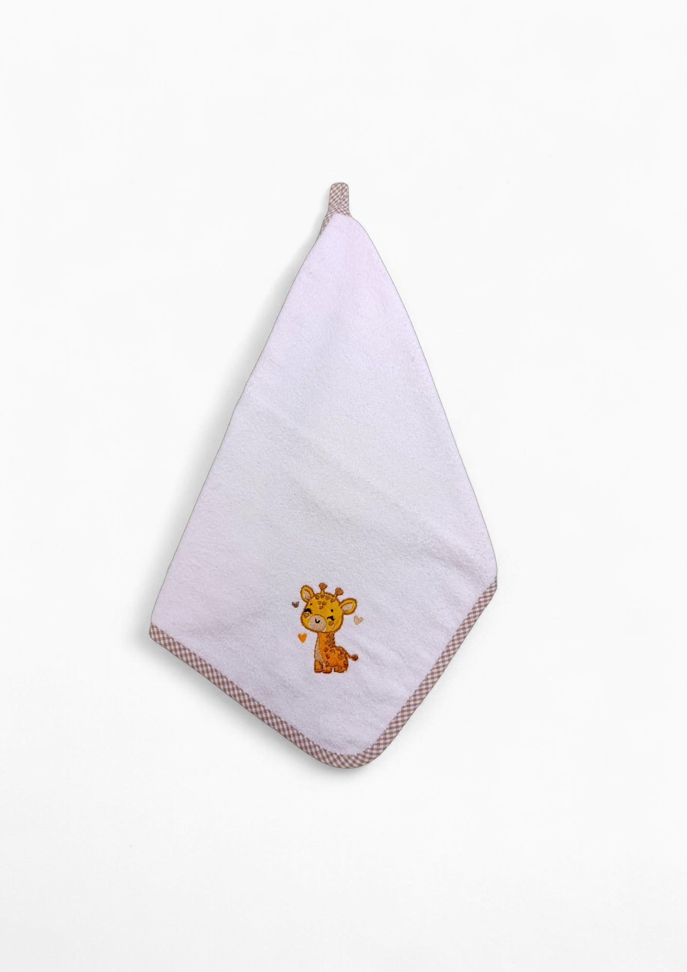 Asciugamano 100% cotone per neonati, personalizzato con ricamo, ideale per il bagnetto o l'asilo. Con comoda asola per appenderlo.