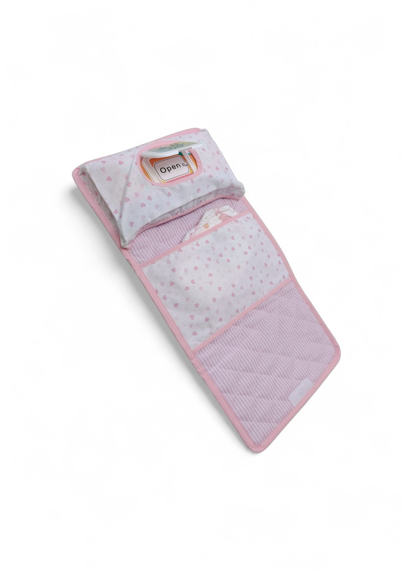 Pratico astuccio porta pannolini e salviette. Utile in ogni occasione, non potrai più farne a meno per la cura e la pulizia del tuo bambino.