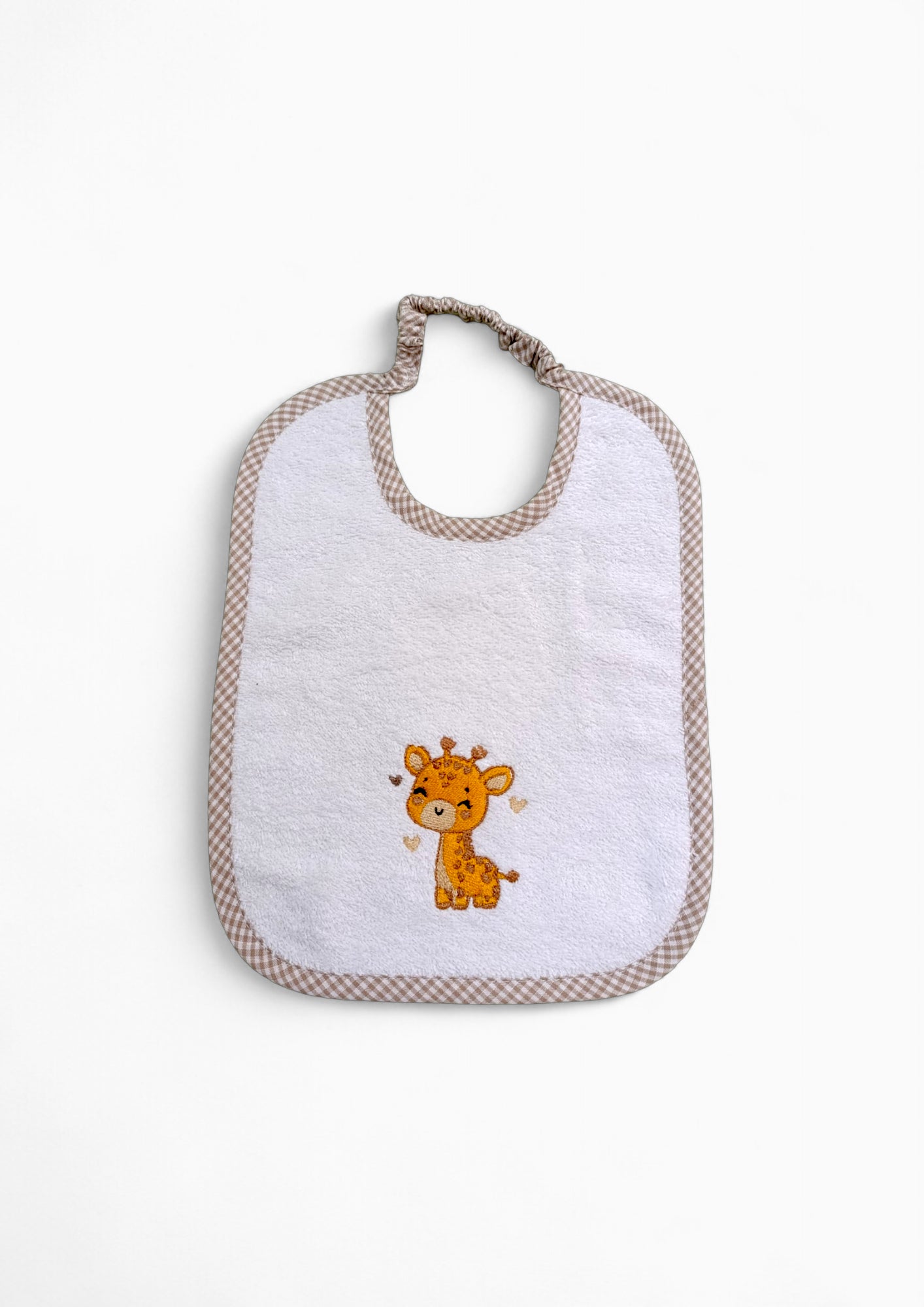 Bavaglino in cotone personalizzabile con nome e ricamo. Con un comodo elastico ideale per il tuo bambino.