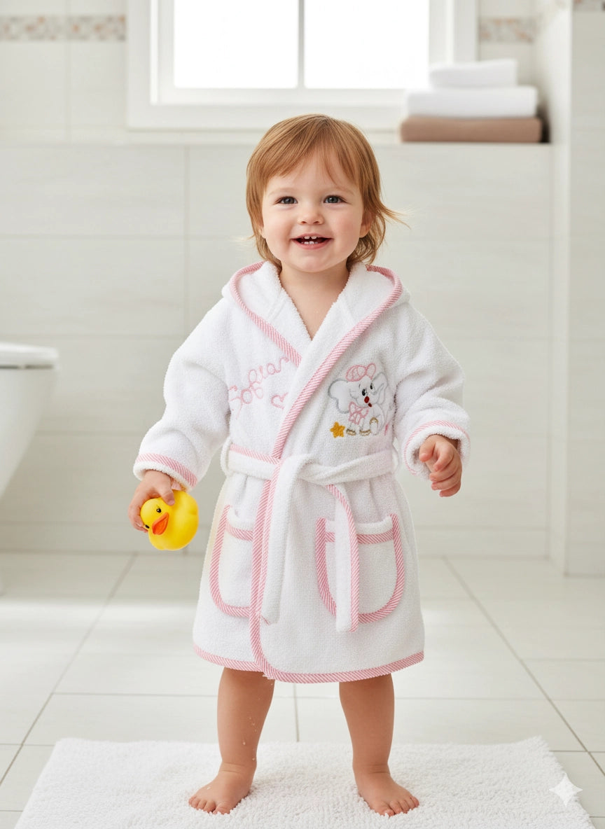 ACCAPPATOIO CON CAPPUCCIO IN SPUGNA PER BAMBINI | 100% COTONE