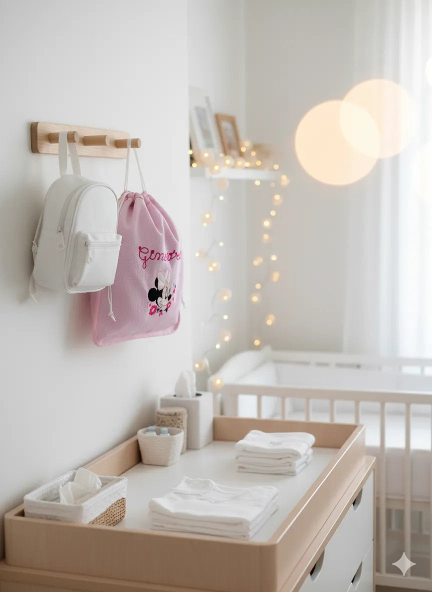 Sacchetto in cotone 100% per il cambio dei bambini,  con ricamo e nome personalizzato, ideale per asilo e viaggi