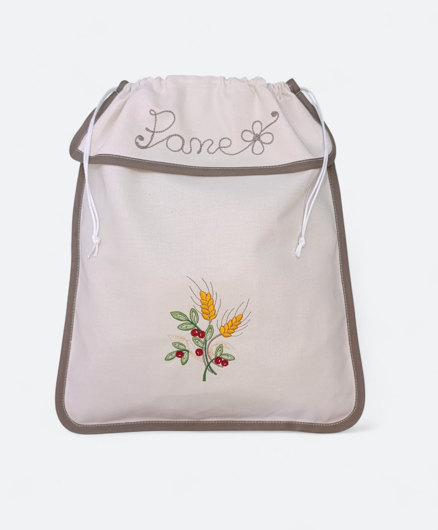 Mantieni il tuo pane sempre fresco e fragrante con questo elegante sacco porta pane in cotone.