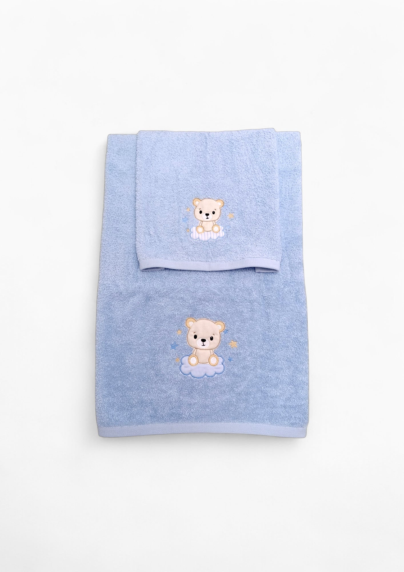 Set asciugamani 100% cotone per neonati, con animaletto ricamato, ideale per il bagnetto del tuo bambino.
