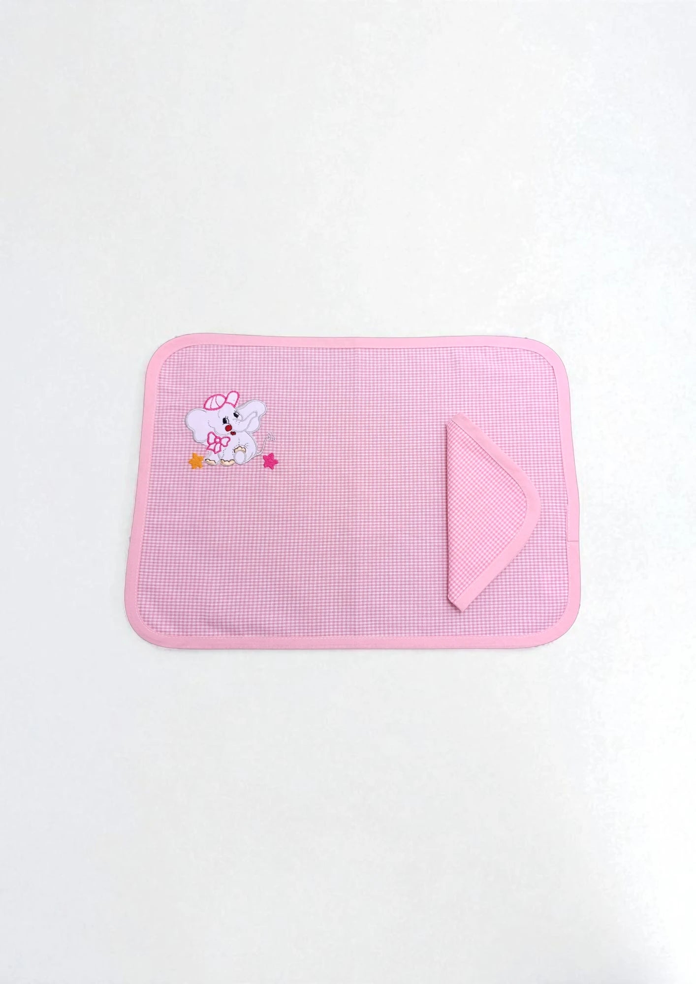 Set tovaglietta e tovagliolo in cotone con motivo a quadri, personalizzabile con ricamo di un personaggio dei cartoni animati