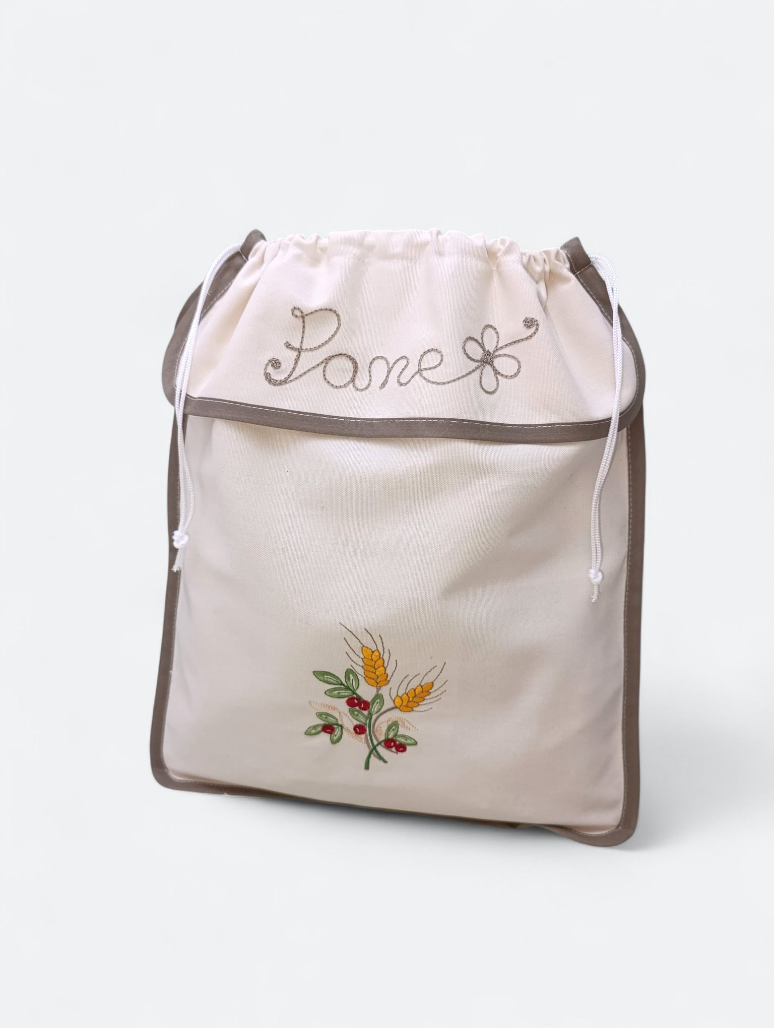 Mantieni il tuo pane sempre fresco e fragrante con questo elegante sacco porta pane in cotone.